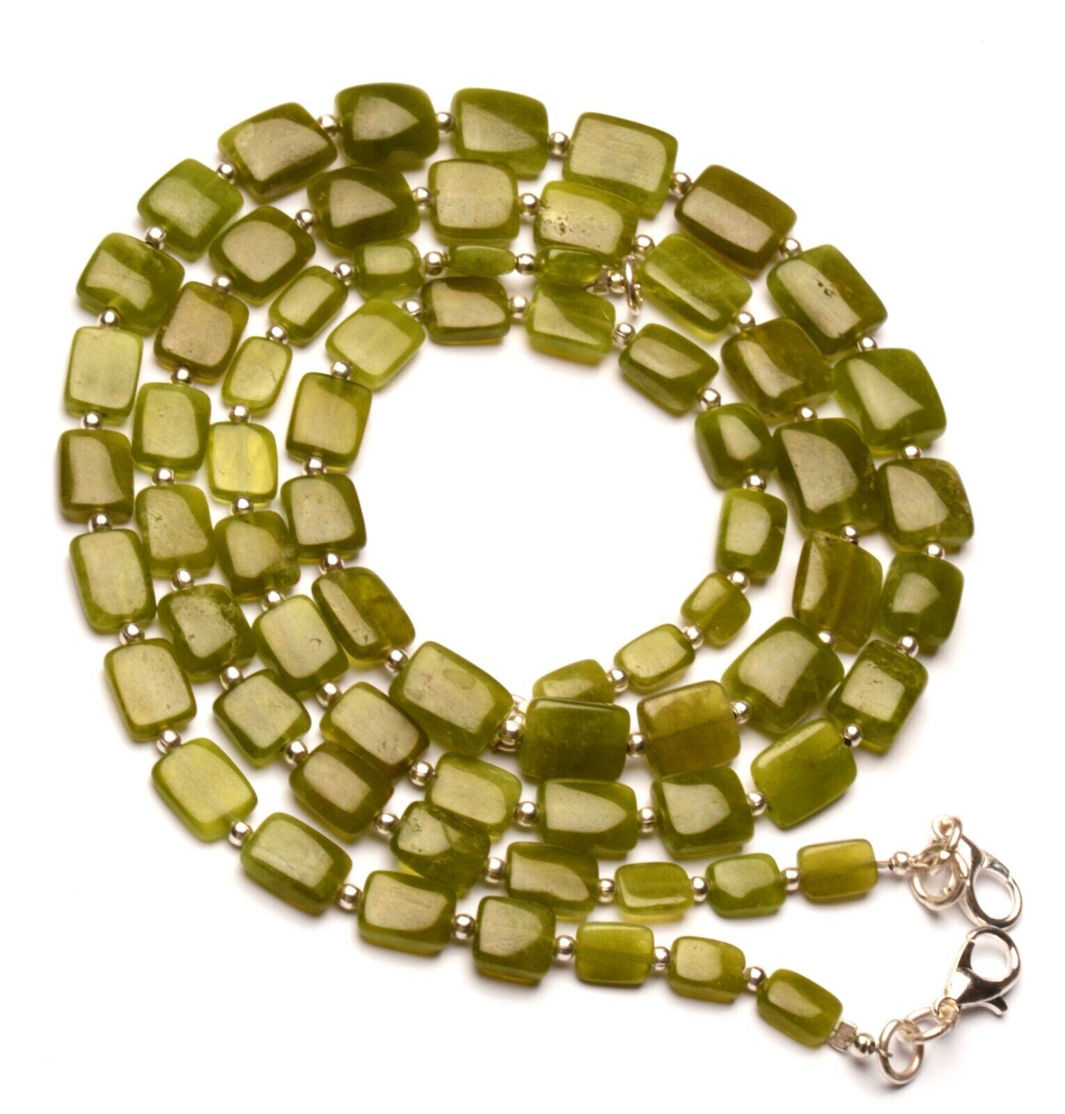 Natural Gem Vesuvianite 6 to 10 mm Size Smooth Nugget Beads Necklace 15″