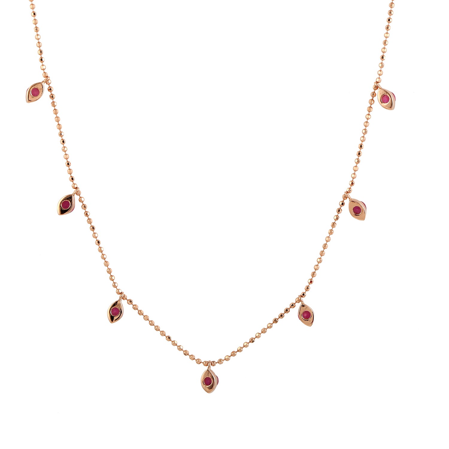 Elegant 18K Rose Gold Pink Sapphire Necklace Fine Jewelry Gift For Womens