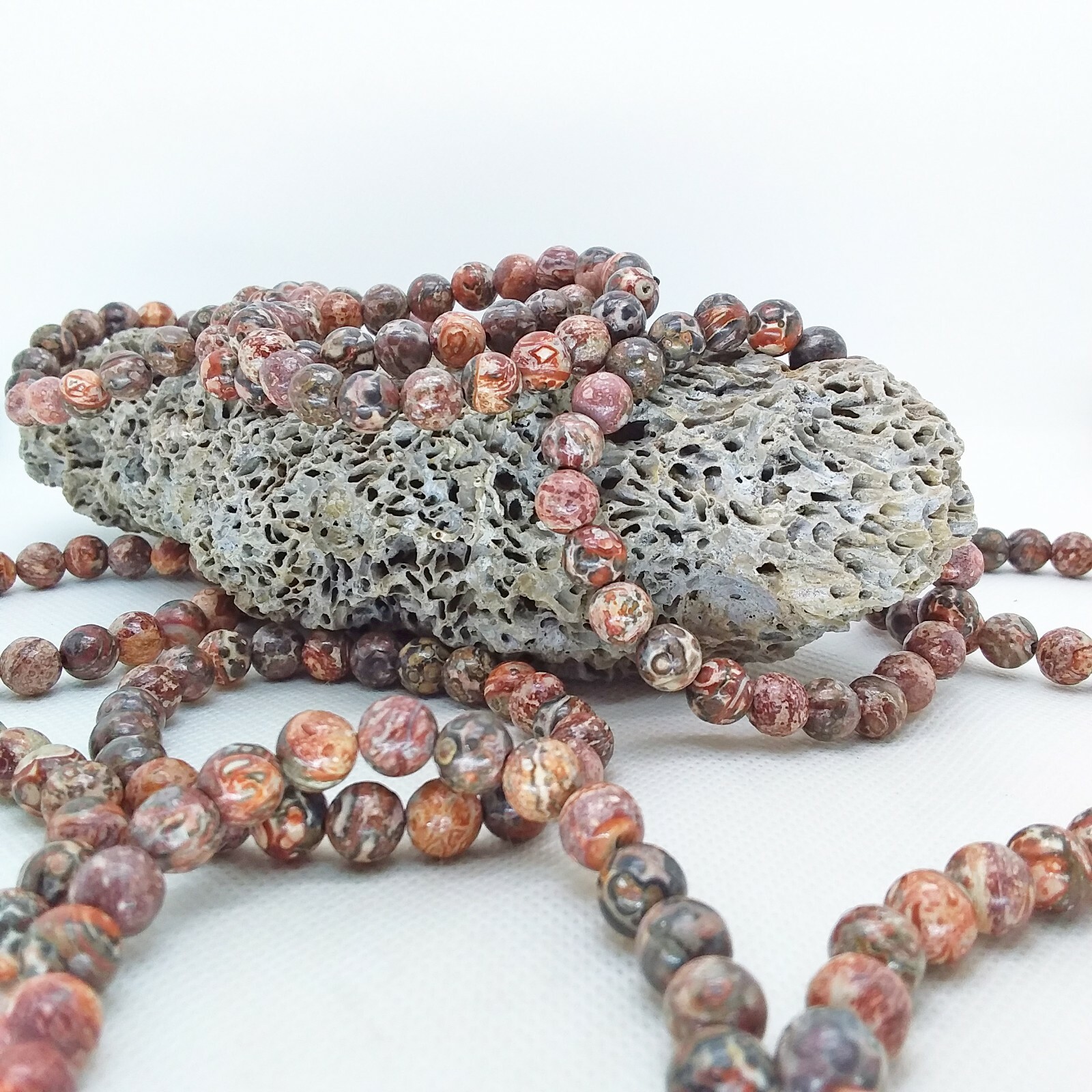 Leopard Jasper, 8mm, bracelet, elastic, stretchy, green, orange, yellow, #1918