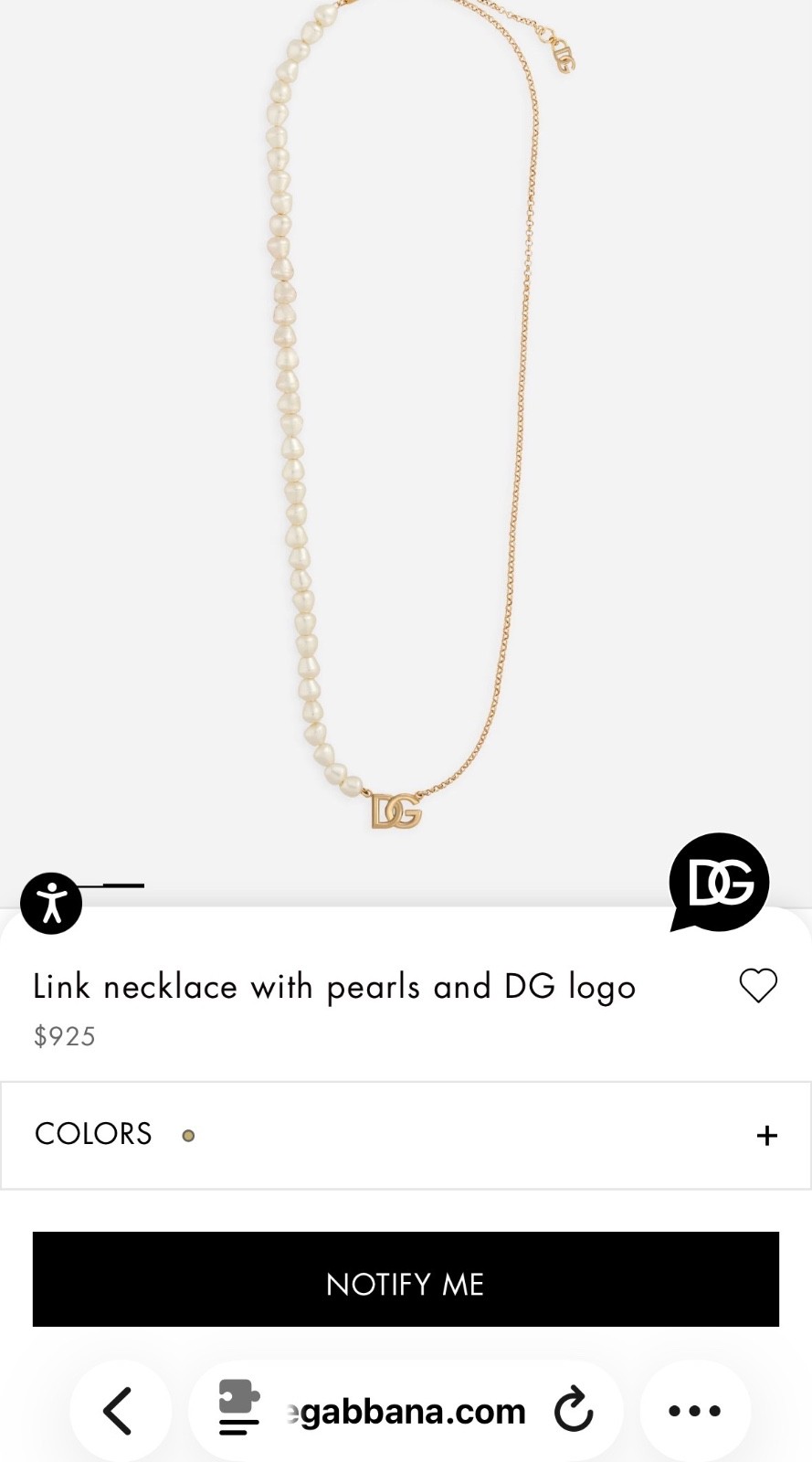 Dolce & Gabbana necklace with pearls and DG logo NEW WITH TAGS! Retails 925.00!