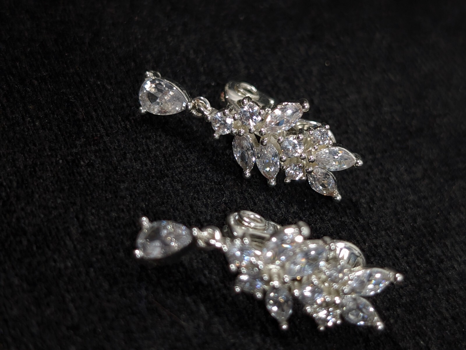 TJG The Jewelry Group for Napier Silvertone Marquise Crystal Earrings Bridal