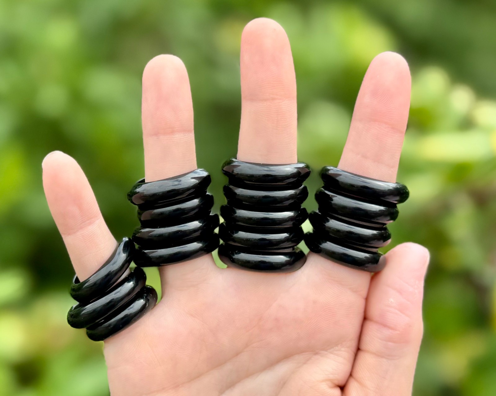 Black Obsidian Ring, Obsidian Gemstone Crystal Jewelry – Choose Size
