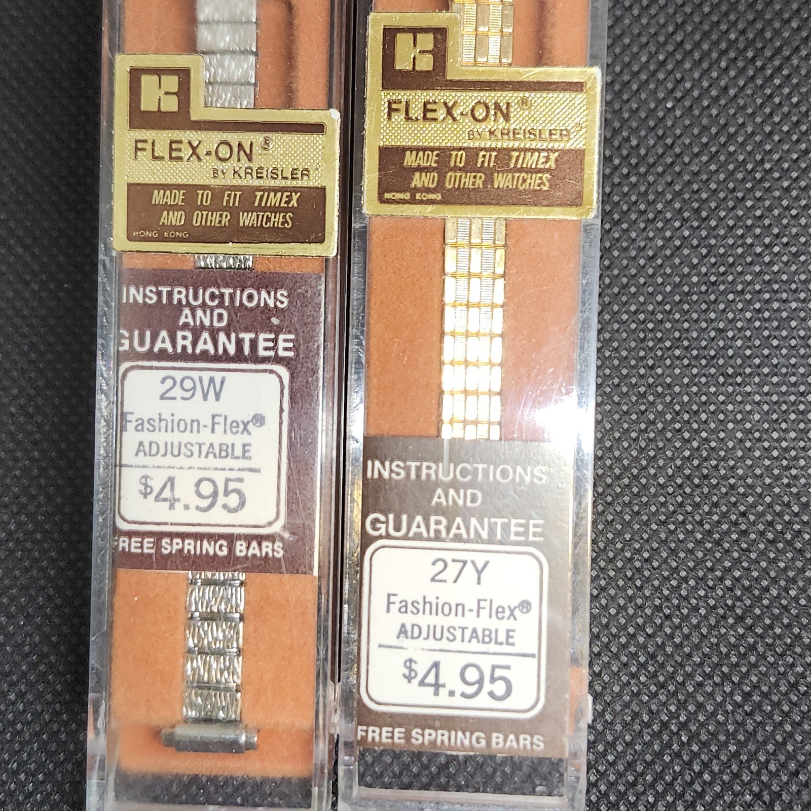 2 Kreisler Flex-on Watch Bands Gold Tone And Silver Tone New Old Stock See Pics