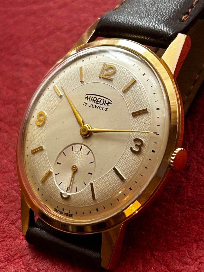 Aureole Mechanical (Manual) Black Dial Wristwatch