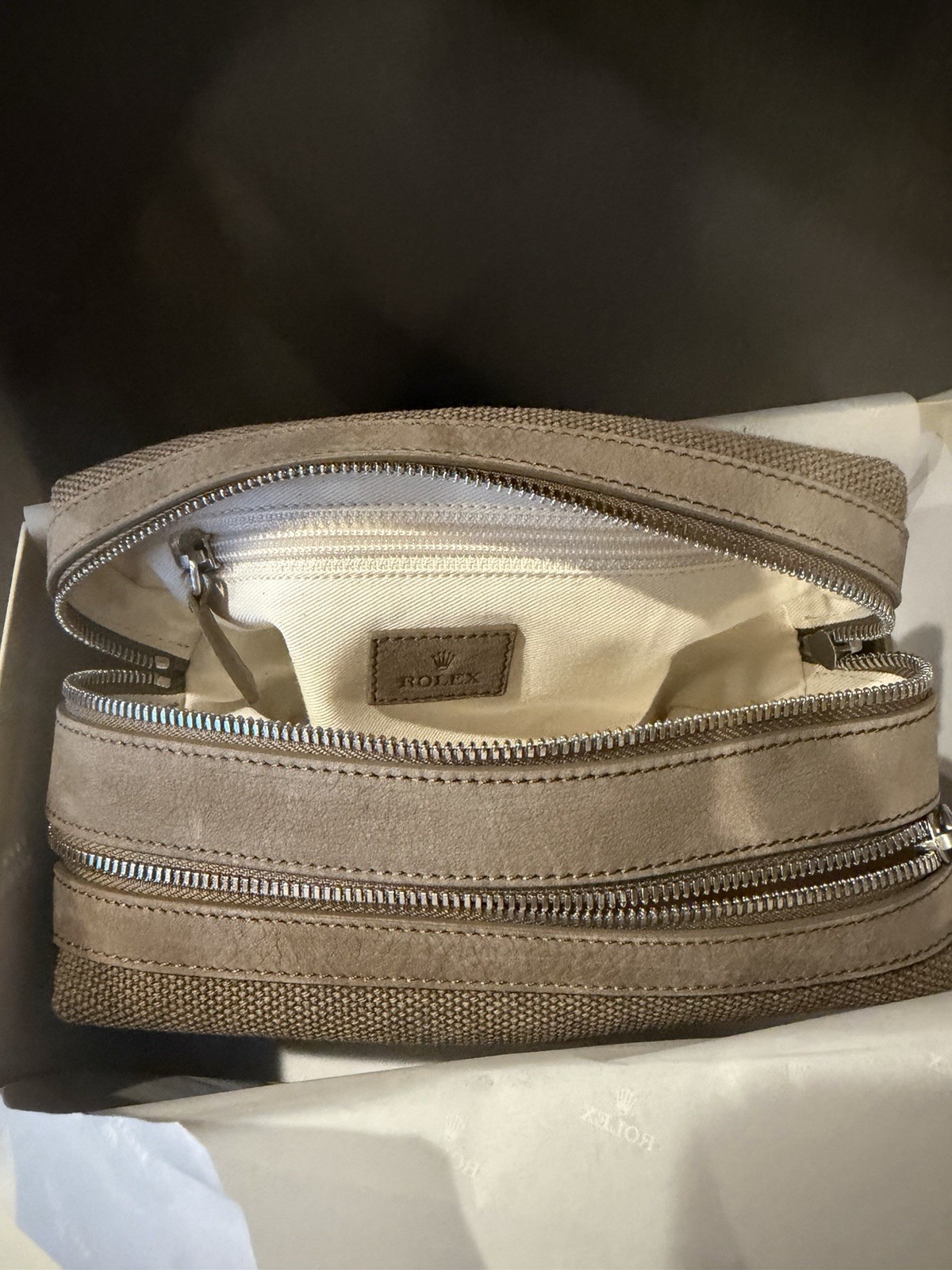 Rolex VIP- Brand New Brown/Tan Toiletries Bag, Highly Desired