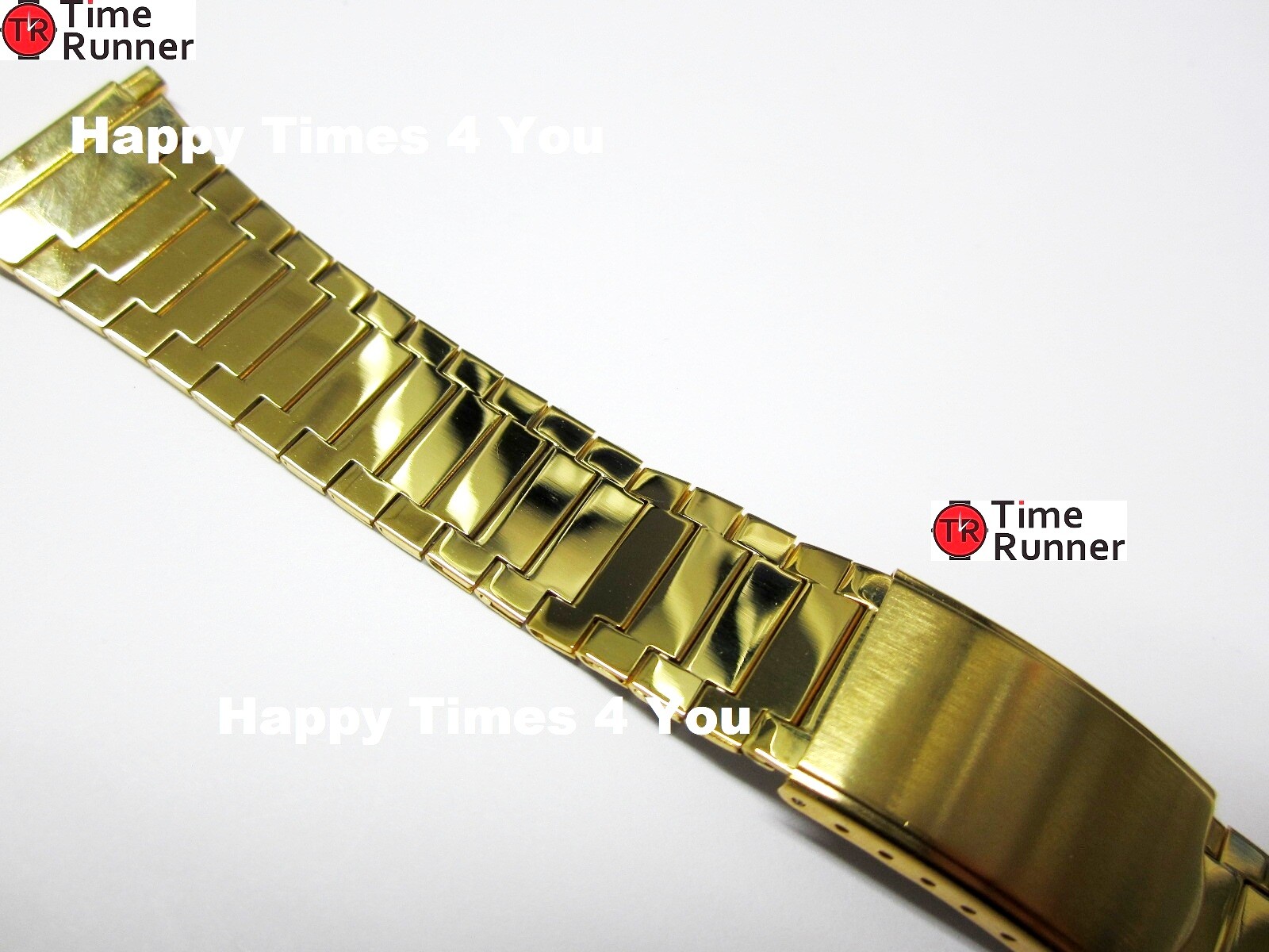 16mm 17mm 18mm 19mm 20mm 21mm 22mm Gloss Gold Tone Mens Watch Band Bracelet