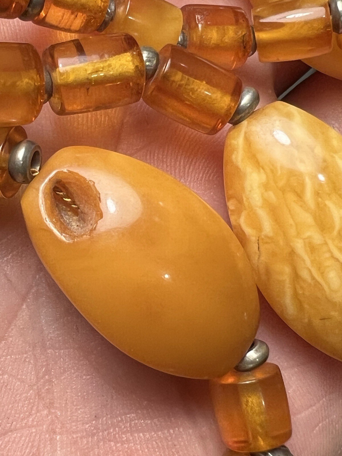 Antique Vintage Russian Baltic Butterscotch Egg Yolk Amber Bead Necklace