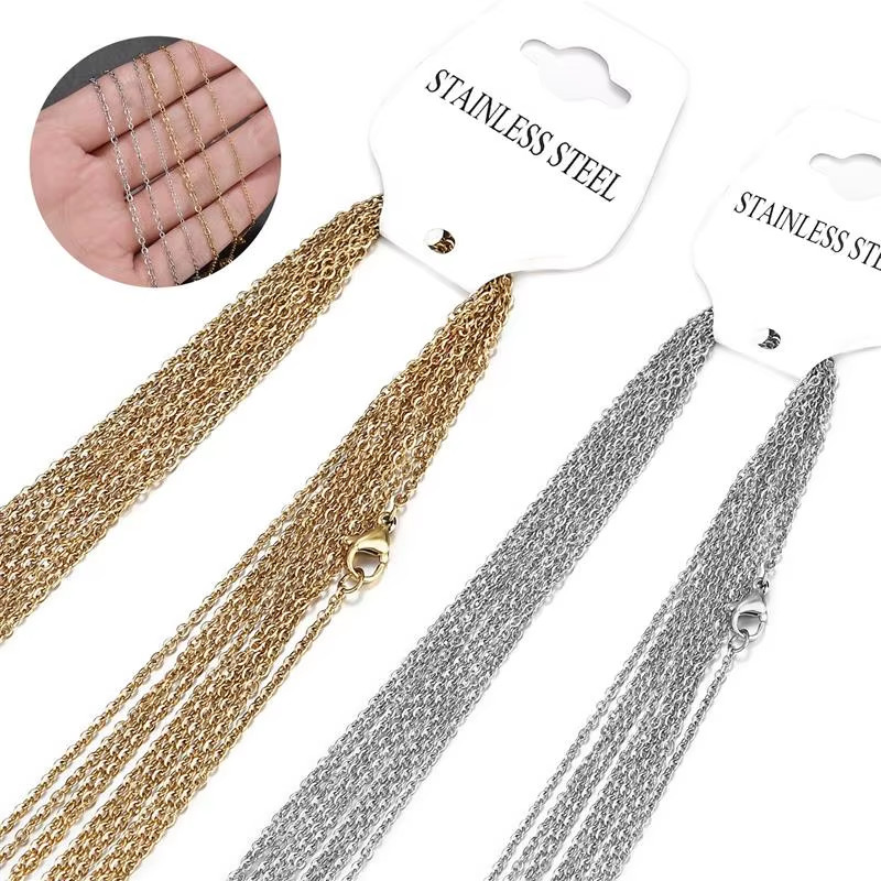 10pcs 45-60cm Stainless Steel O-Shape Chain Necklace Findings Jewelry Making NEW