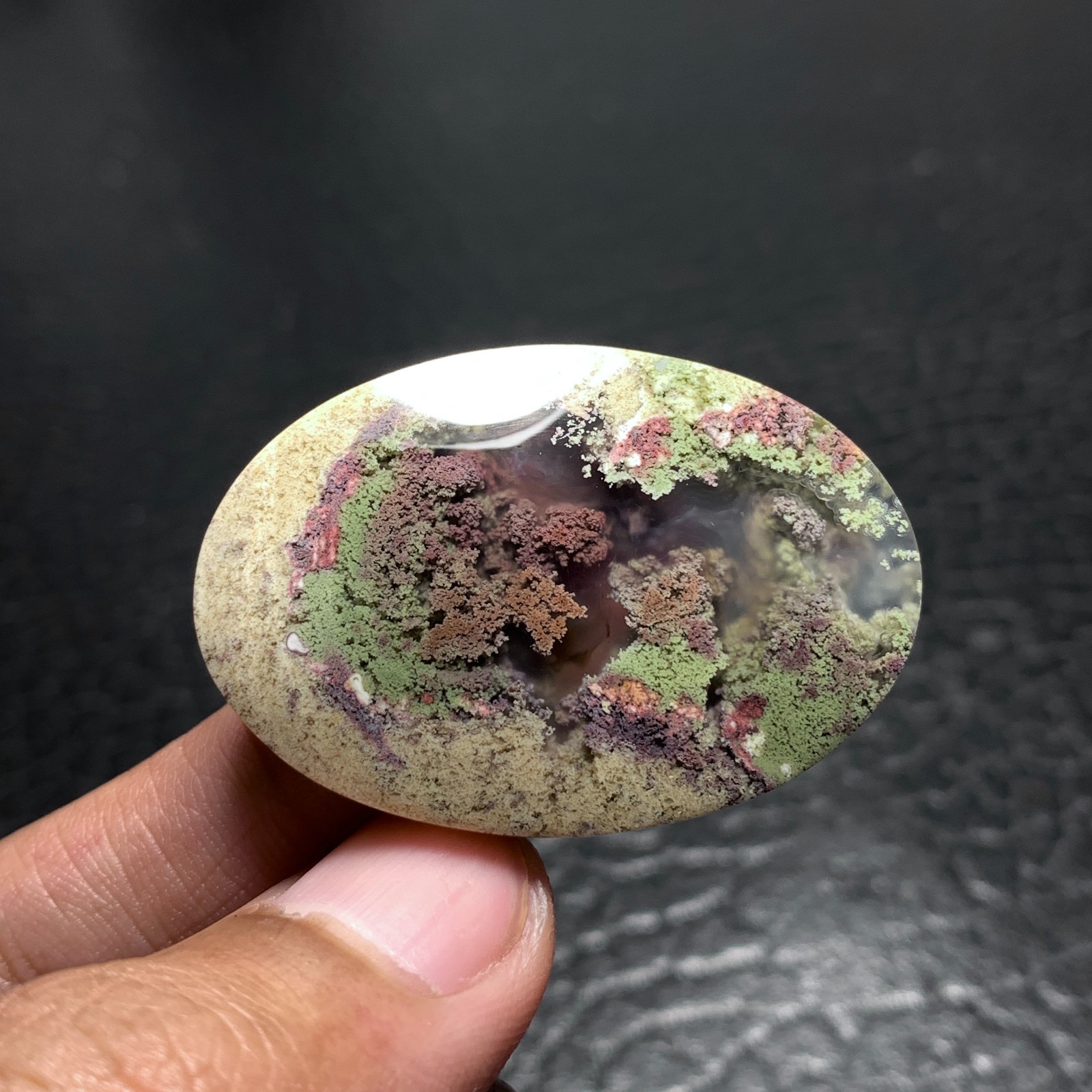 Scenic Moss Agate Cabochon 40x27x6mm High Quality 48 ct