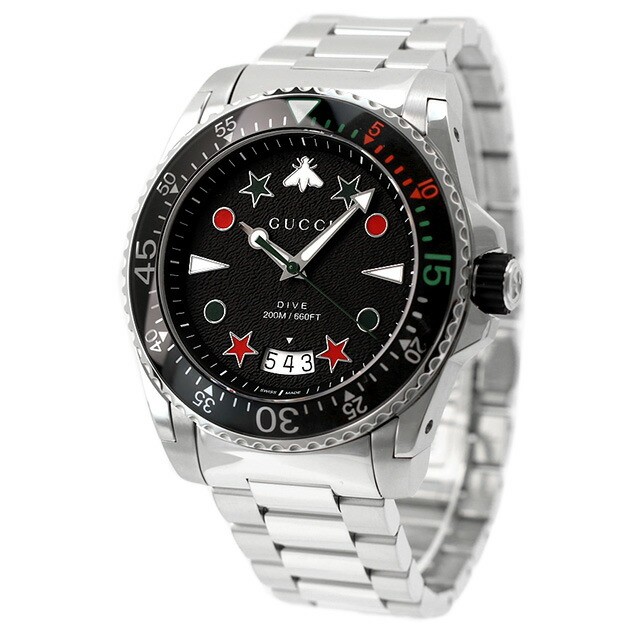 Unused GUCCI Dive YA136221 Black Quartz Men Watch in Box