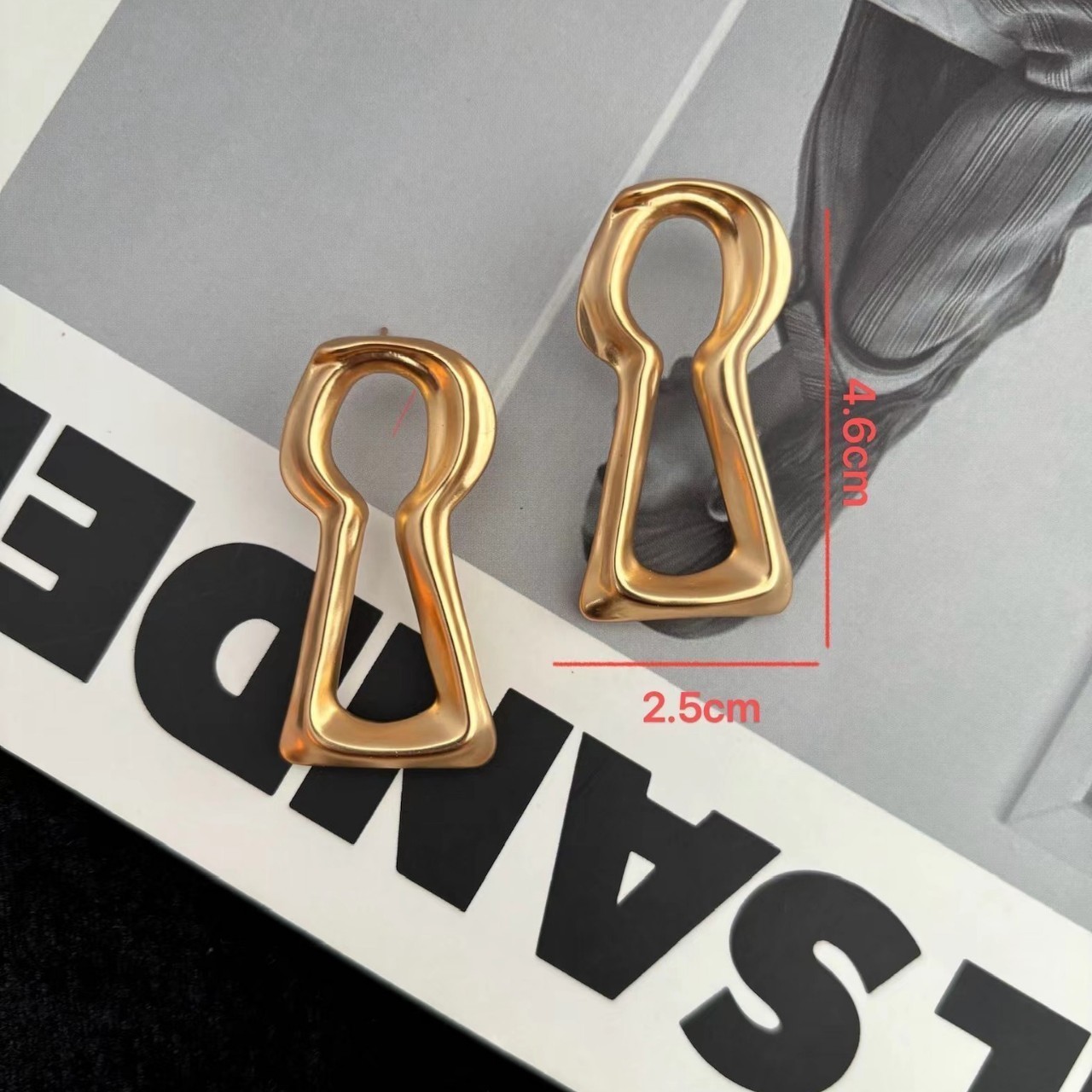 Schiaparelli Simple elegant keyhole style earrings with box