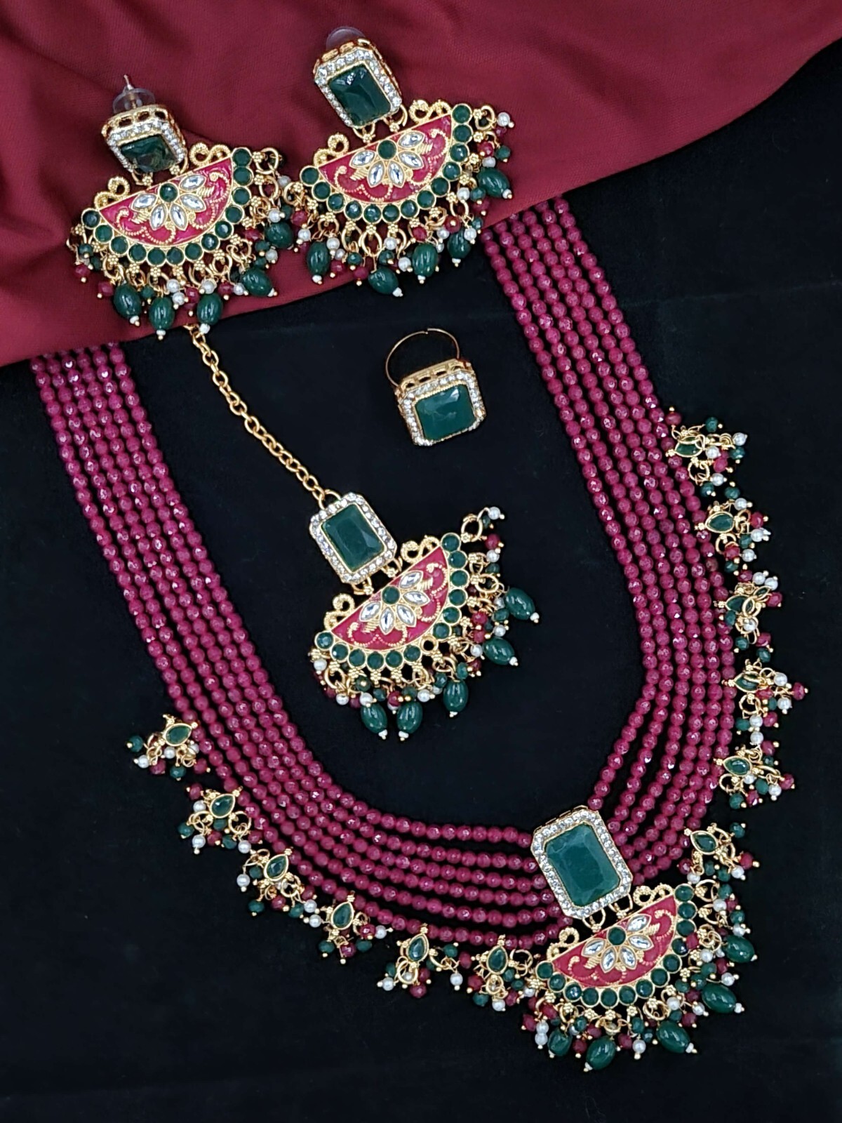 Indian Bollywood Style Designer Gold Plated Fashion Bridal Jewelry Necklace Set