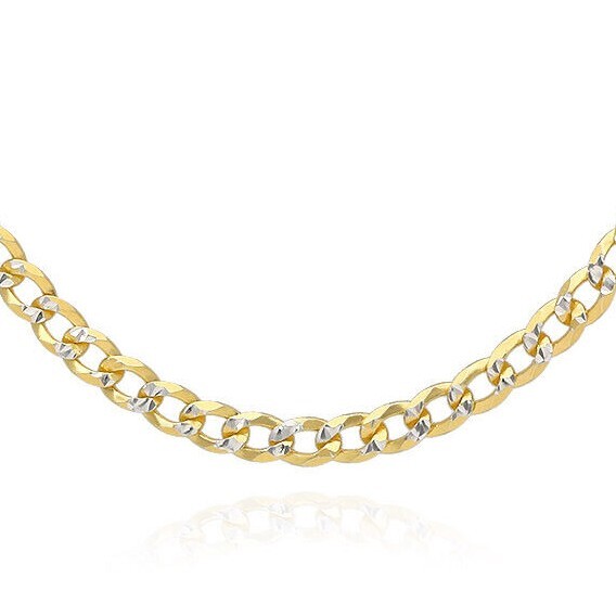 14k Yellow Gold Over 925 Silver 2.7mm Diamond Cut Solid Cuban Curb Chain 16″-30″