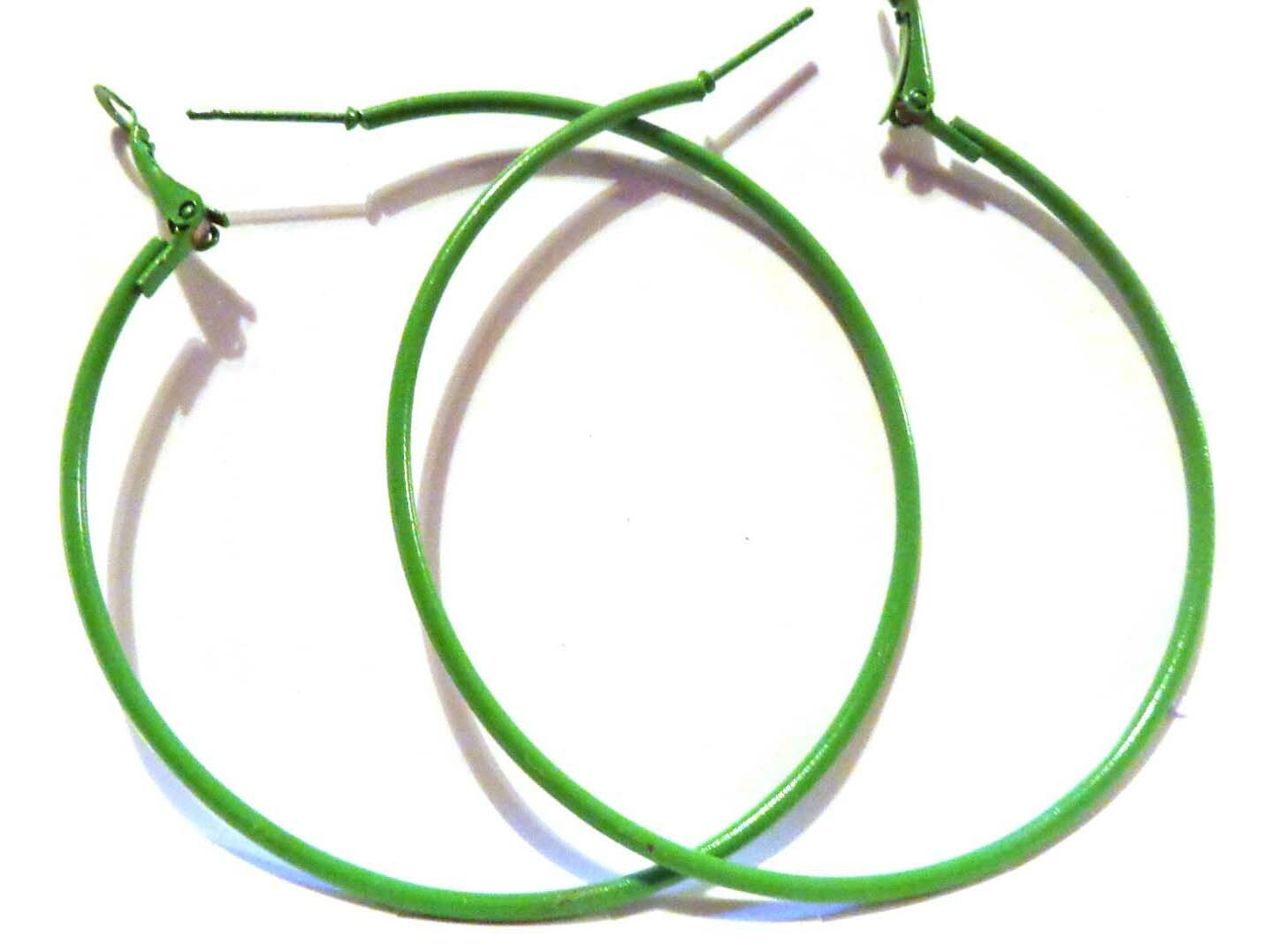 LARGE 3.5 INCH HOOP EARRINGS SIMPLE THIN HOOPS ASSORTED COLOR HOOP EARRINGS