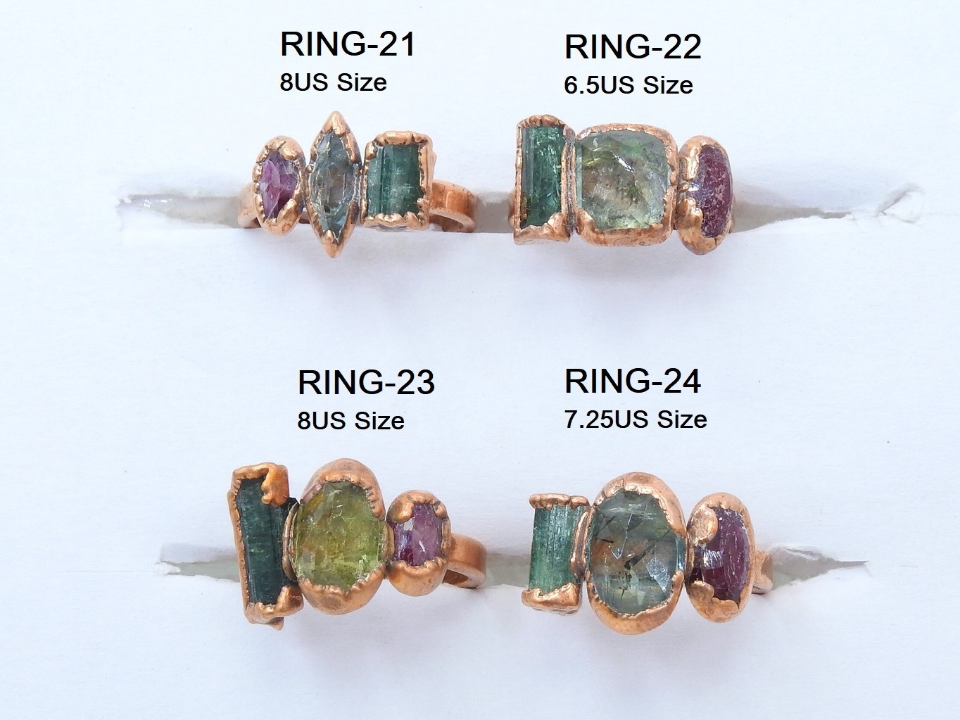 Mix Gemstones-Electra Plated-Copper Ring-Faceted Polished-Loose Stone-Gift For
