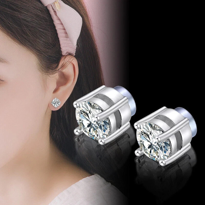 Steel Magnetic Stud Earrings 6/ 8MM For Women Men Non-Piercing Clip On Stainless