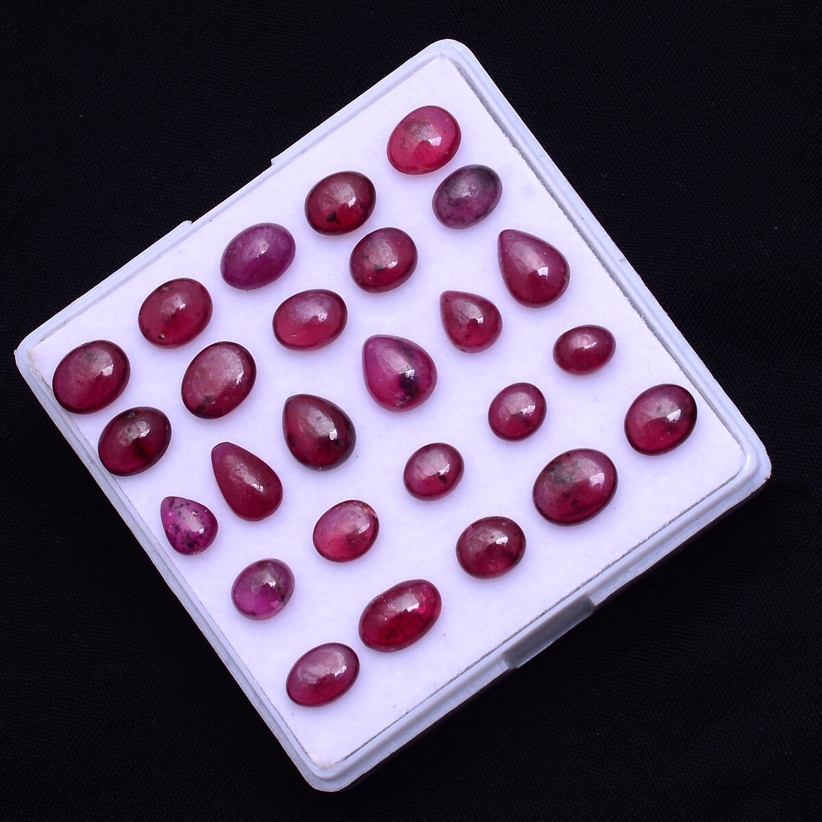 26 Pcs Natural Ruby 5.65mm-8.18mm Cabochon Red Sparkling Loose Gemstones Lot