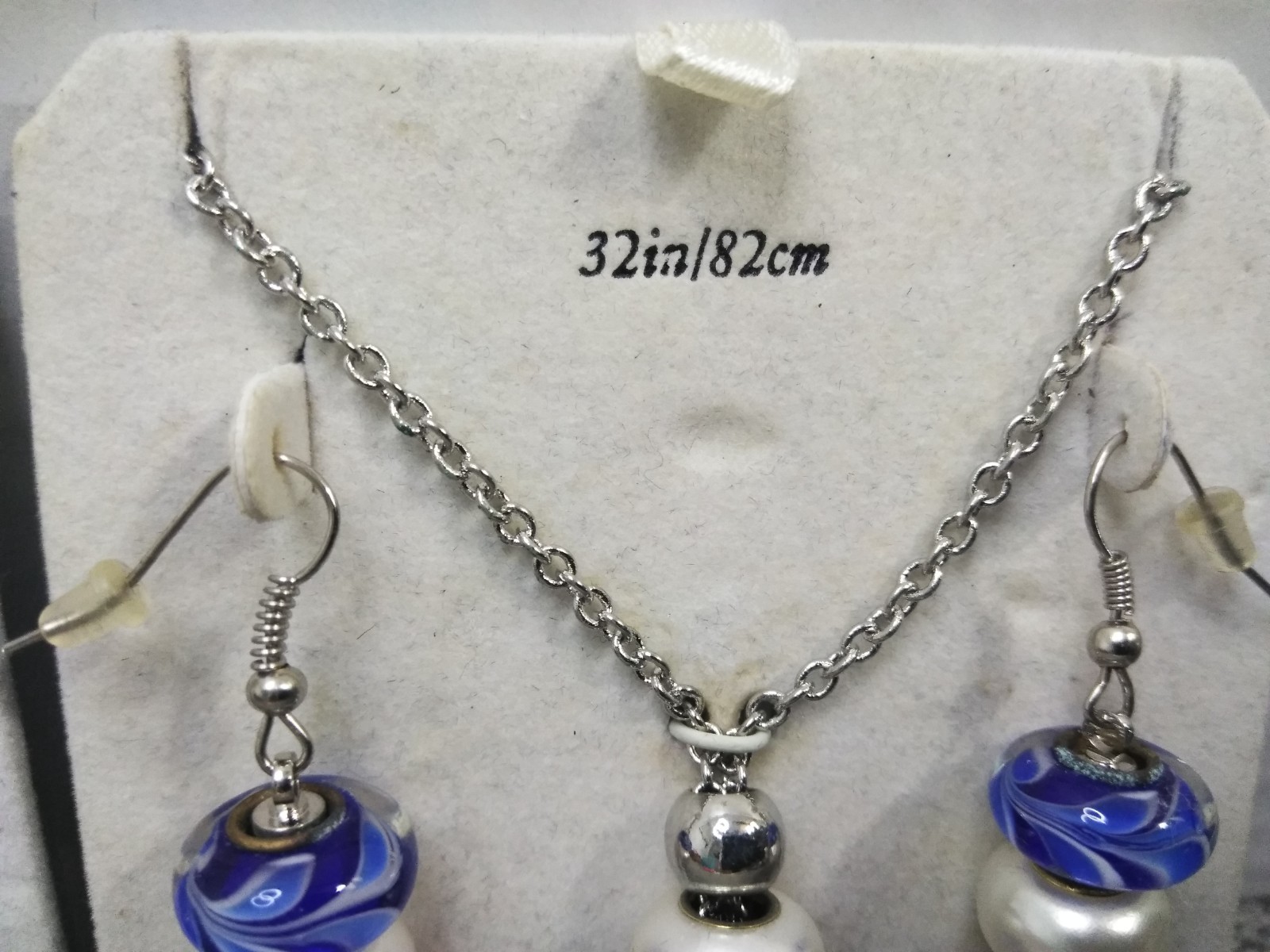 Bella Perlina Charm & Crystal Bead Bracelet Earrings & Necklace Set Blue Beach