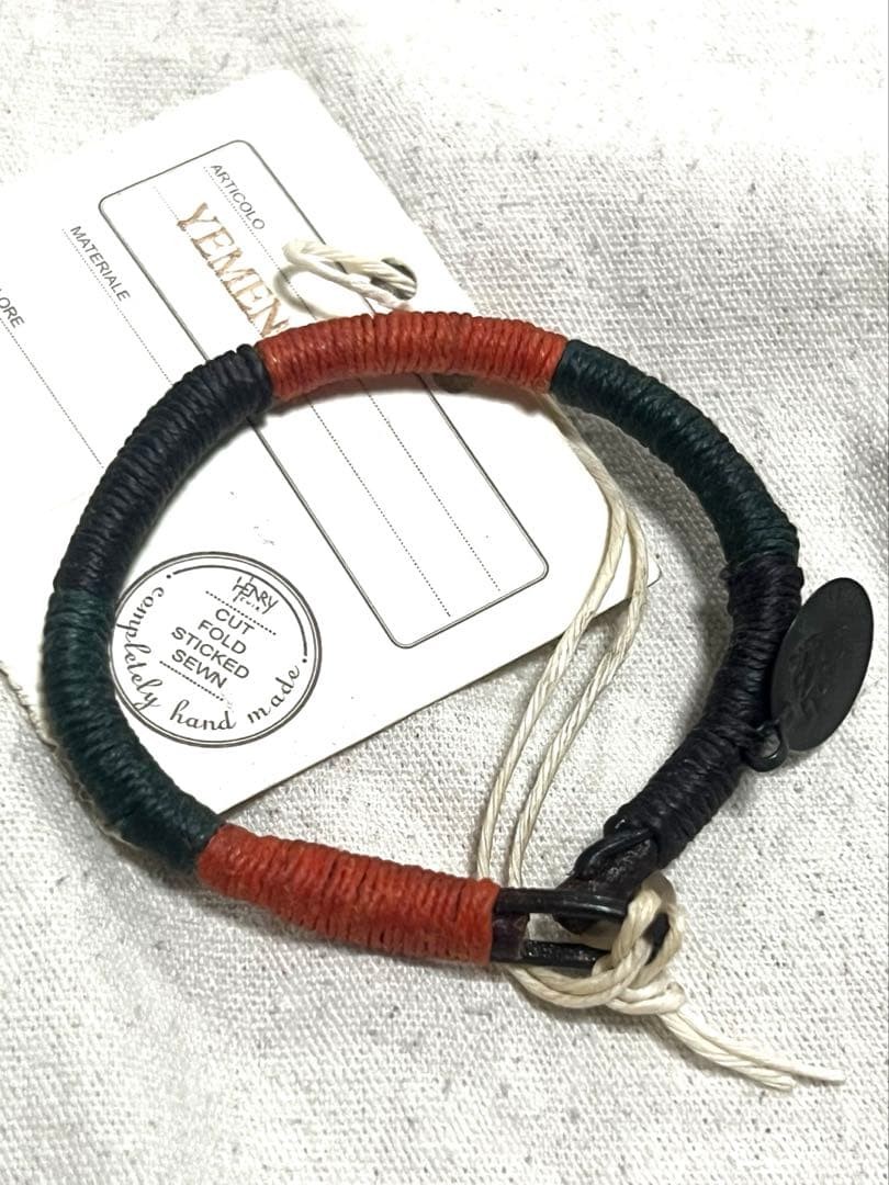 HENRY CUIR Linen Cord Leather Bracelet Bangle