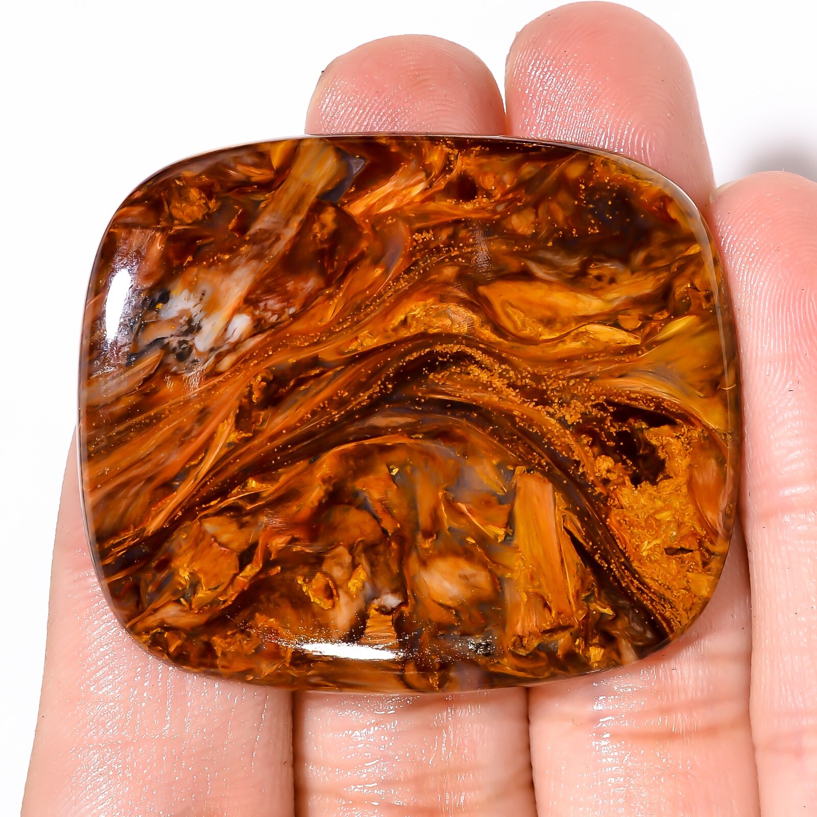 79.20 CT A+ Natural Golden PIETERSITE Cabochon Cushion Shape Gemstone 37X44X5mm