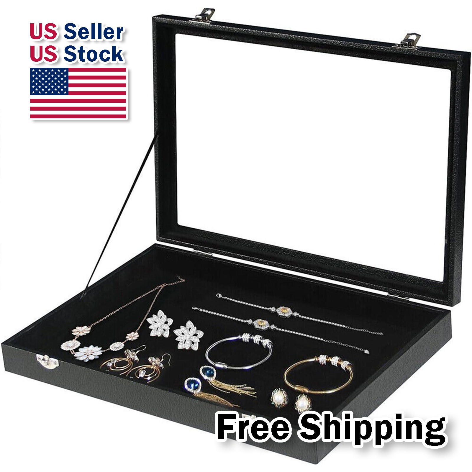 Small Velvet Jewelry Display Box Case for Rings, Bracelets, Necklaces