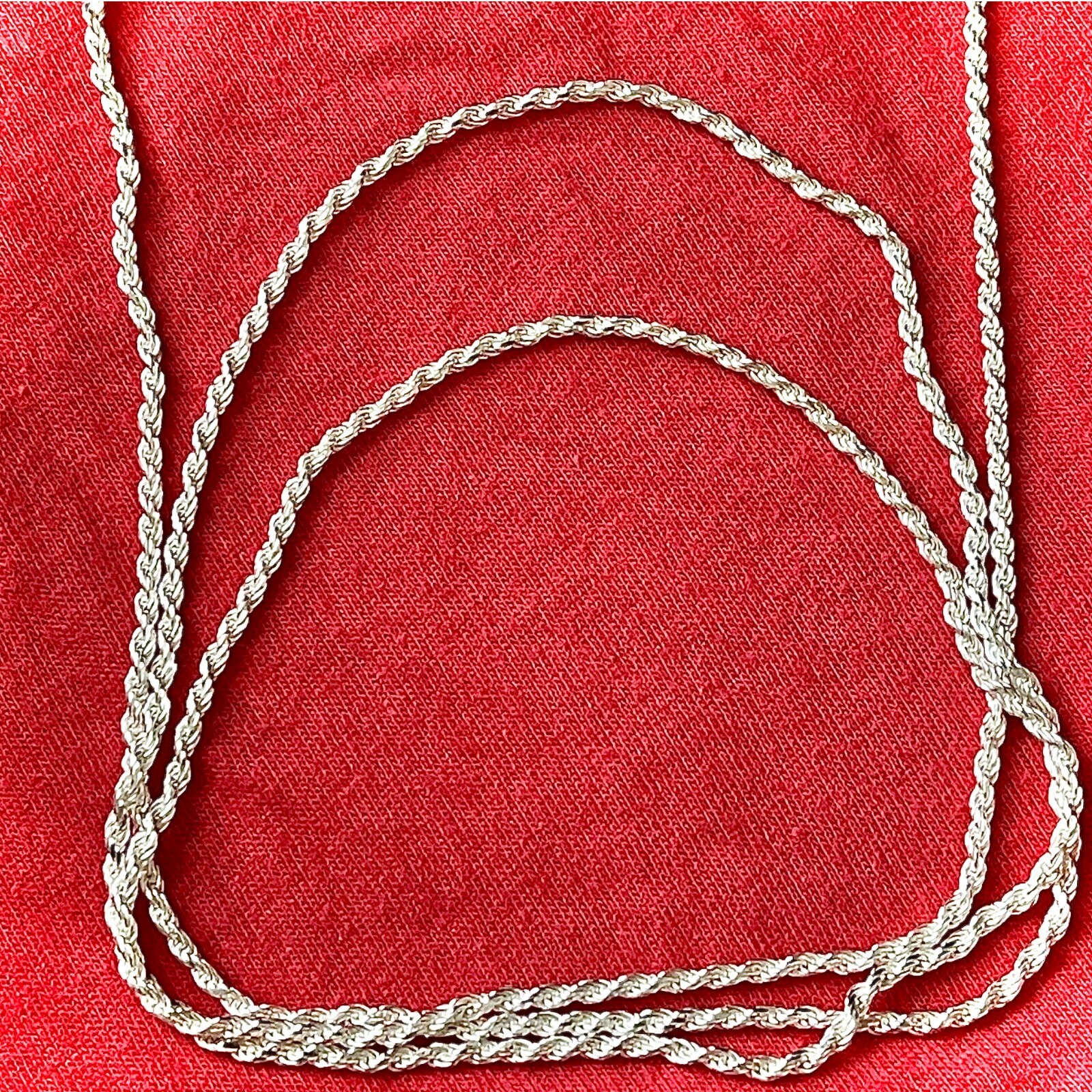 Italy Sterling Silver 925 Diamond Cut Rope Chain Necklace 2MM Free Shipping Gift
