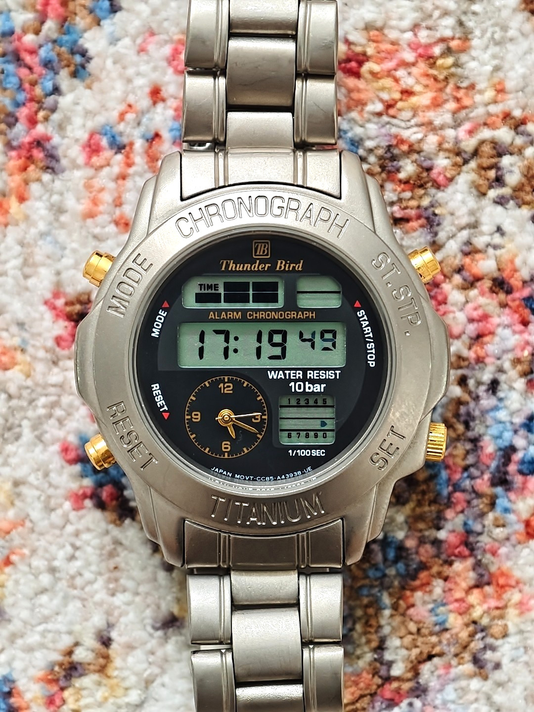 Vintage Citizen Thunderbird Titanium Chronograph Ana Digi Timer Date – 43mm