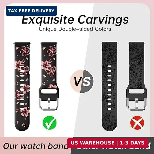 2 Packs Cartoon Two-Tone Engraved 20mm Bands Compatible with Samsung Galaxy Watc