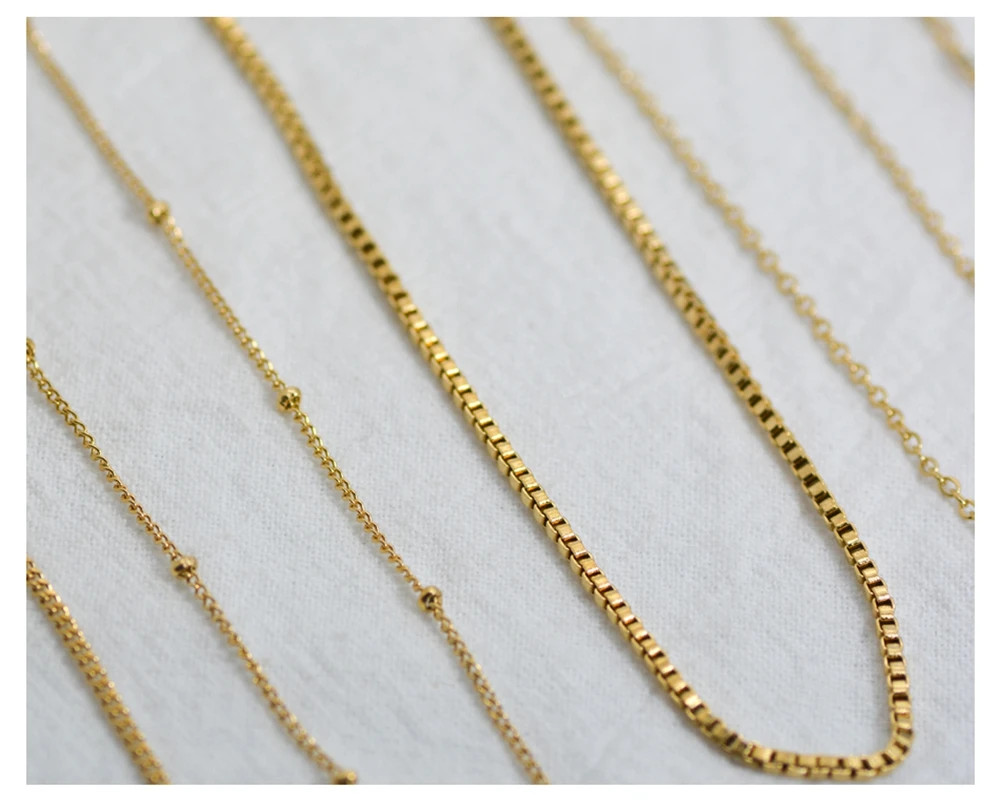 Classic Gold Stainless Steel Necklaces Simple DIY Basic Chains Jewelry