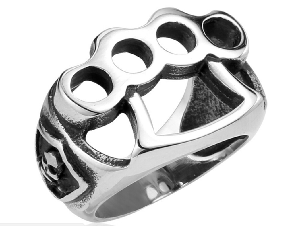 Men Hip Hop /Punk Fashion Punch Five Rings Titanium Stainless Steel Ring 9-12