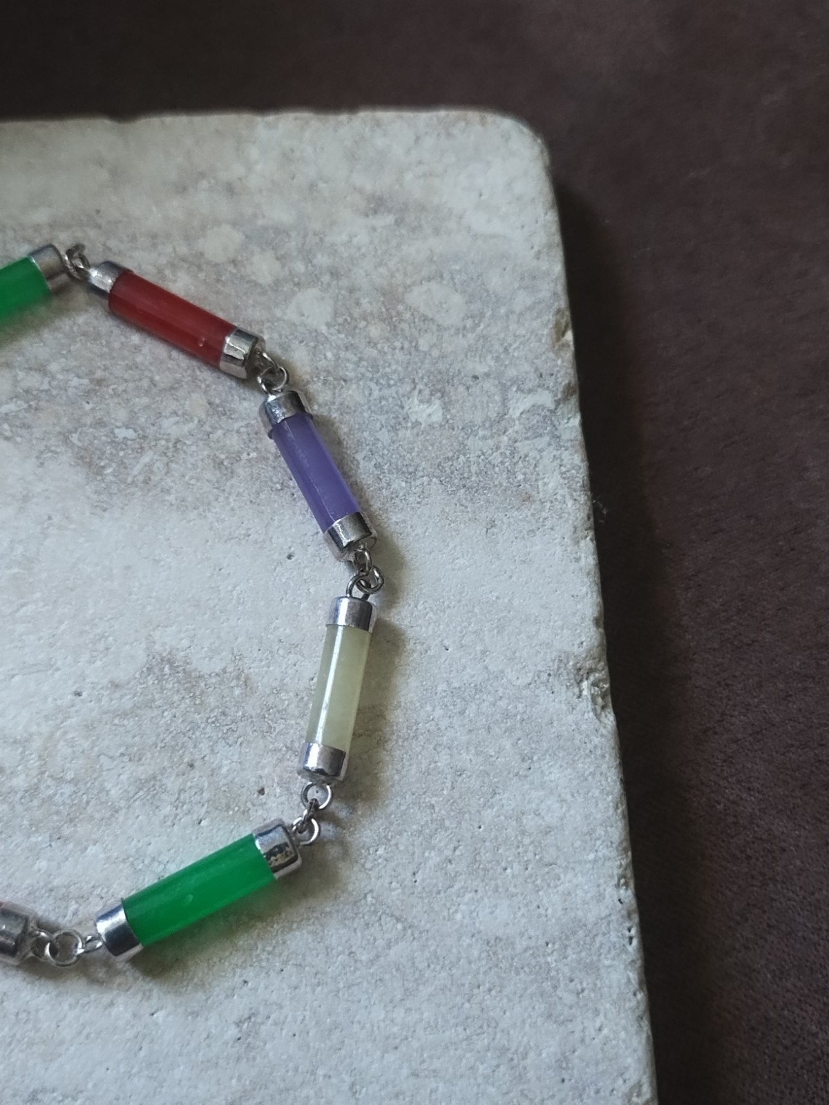 Multi-Stone 925 Sterling Silver Tube Cylinder Link Bracelet