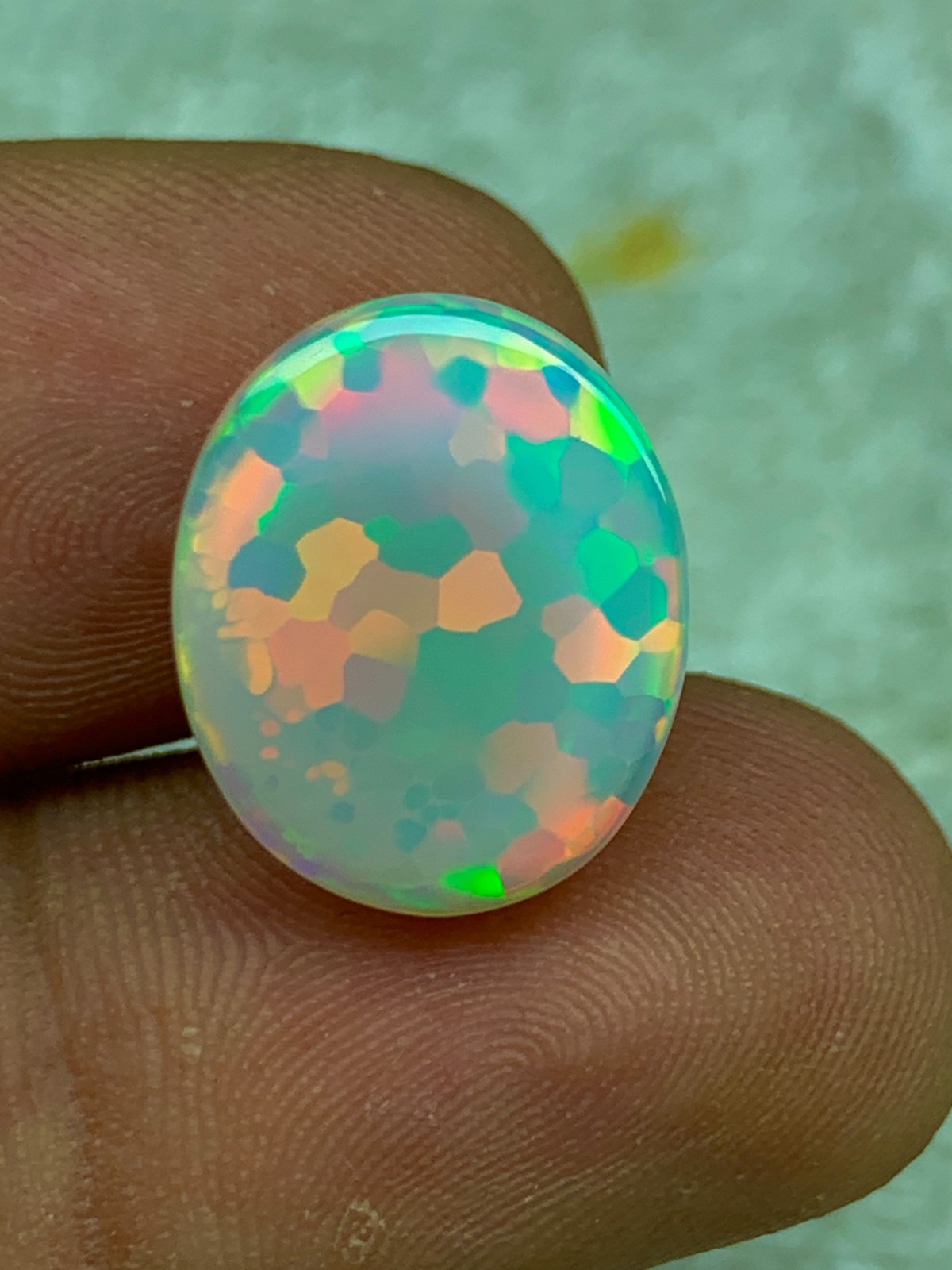Natural Ethiopian Welo Opal 9.4ct Oval Cabochon Honeycomb Pattern Loose Gemstone