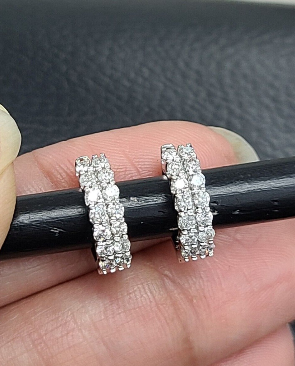 STEAL DEAL! 0.70 Carat Natural Round Diamonds Hoops Huggies Earrings in 14k Gold
