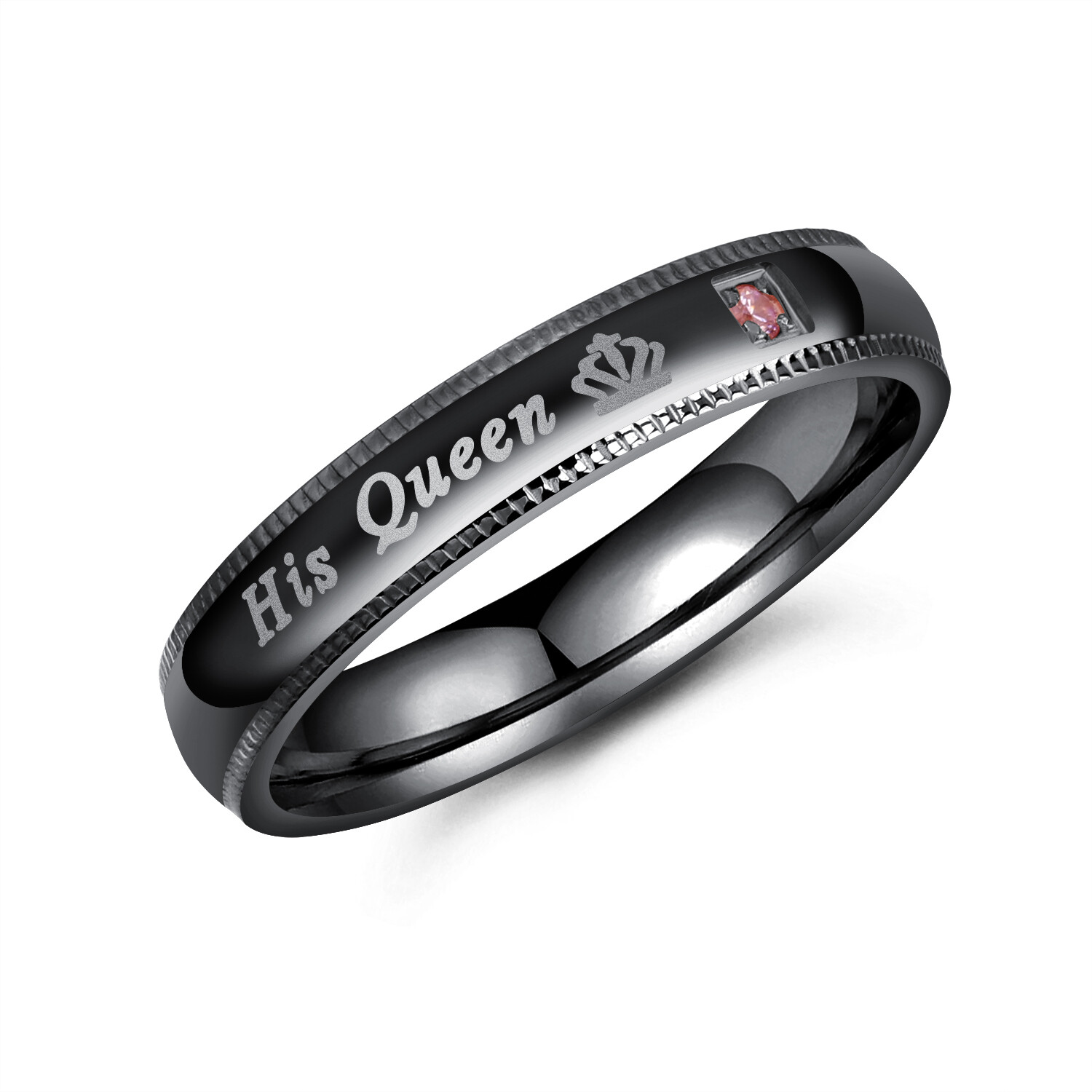 2pc Couple His Queen&Her King Rings Stainless Steel CZ Band Valentine’s Day Gift