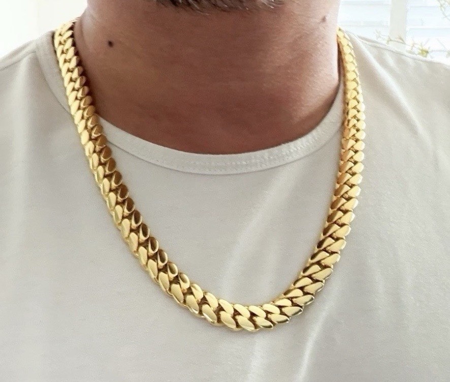Gold Filled Mens Miami Cuban Link Chain Necklace 24” Chain 12mm –