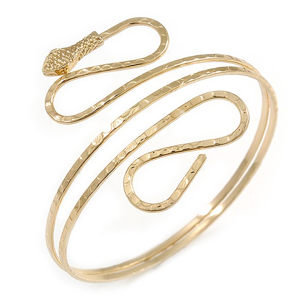 Hammered Snake Upper Arm, Armlet Bracelet In Gold Tone/ up to 28cm