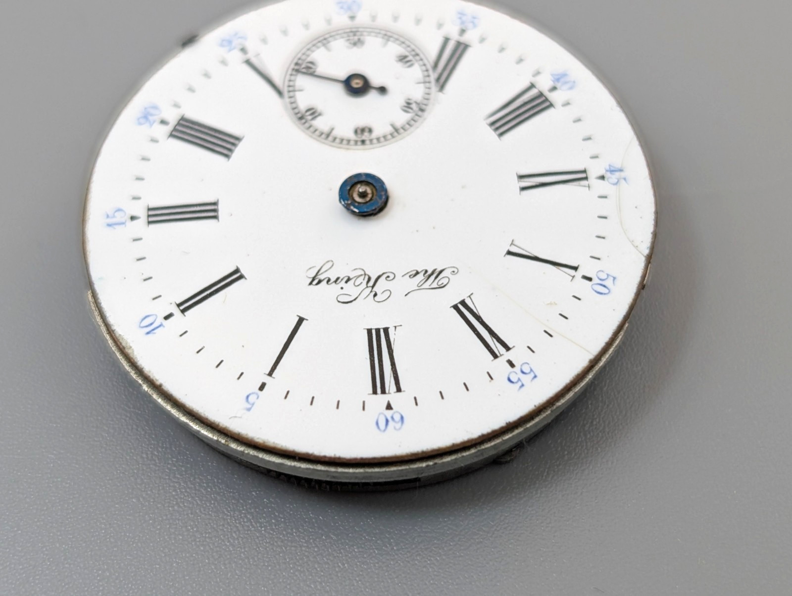 Vintage THE KING 35mm Swiss Made Formal Dress Pocket Watch Movement PARTS REPAIR