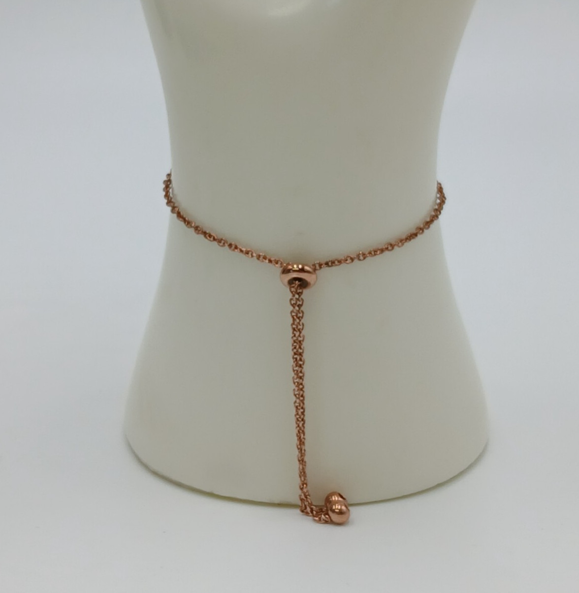 925 SU Slider Bracelet OSFA 9in Sterling Silver Rose Gold Vermeil CZ Bar Dainty