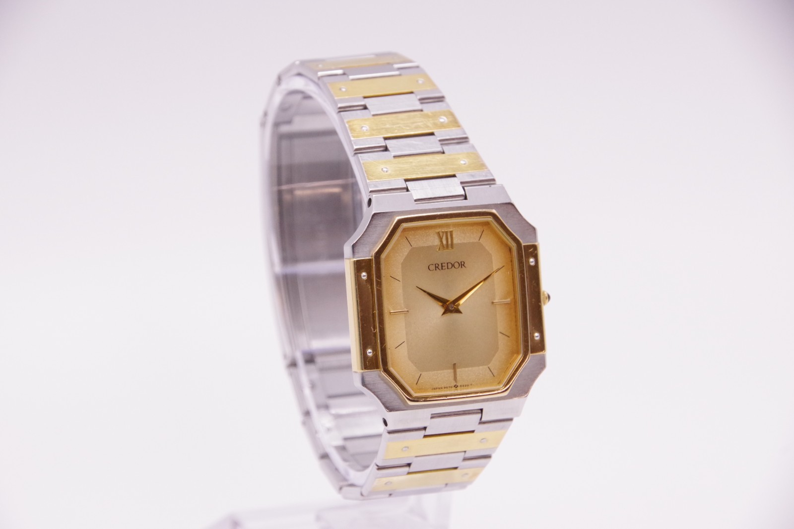 Reserved [Exc+5] SEIKO CREDOR 9570-5210 Two Tone 14K 16cm Qz Unisex JAPAN