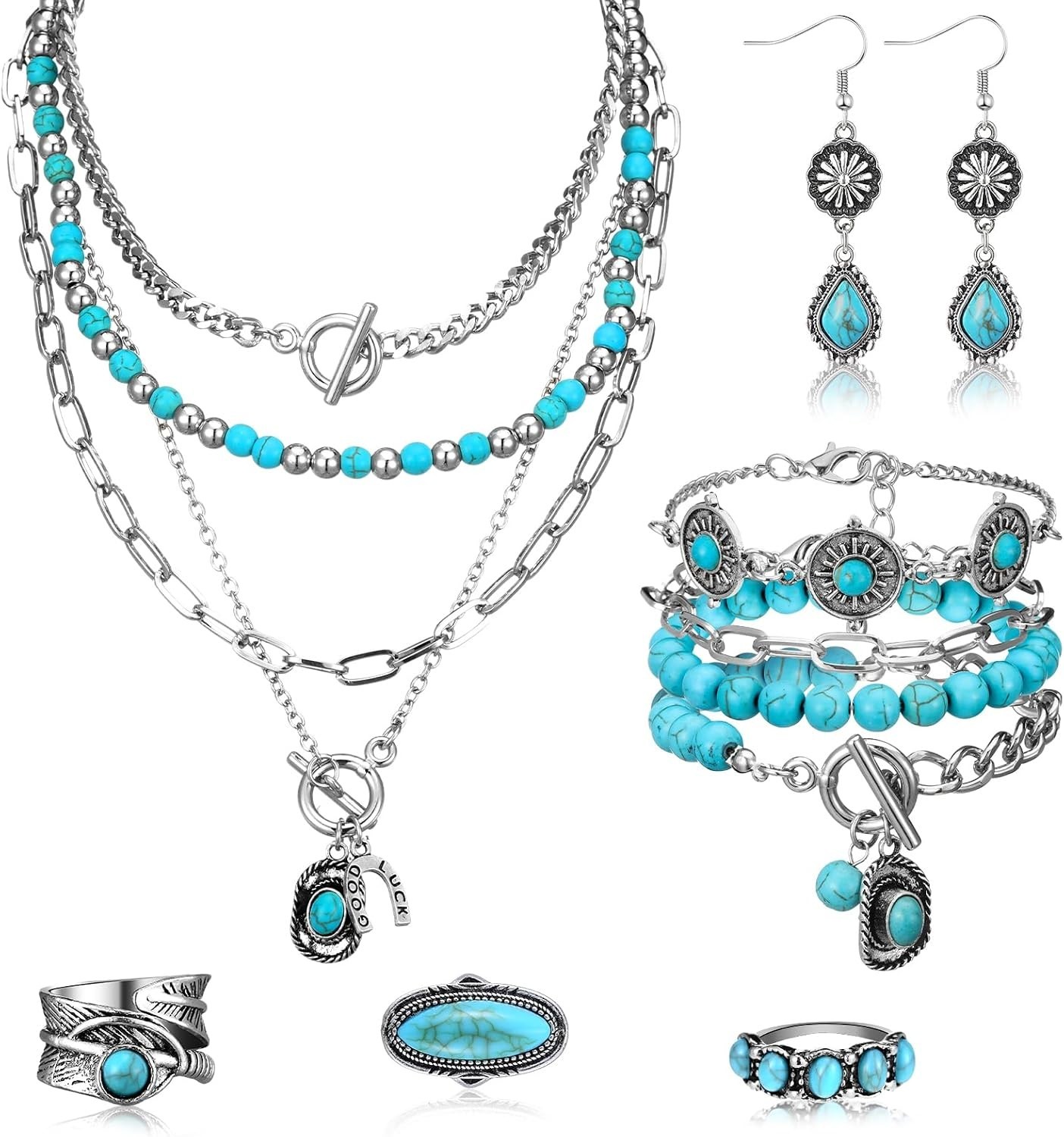 Elegant 6-Piece Turquoise Jewelry Set for Women: Perfect Gift for Any Occasion