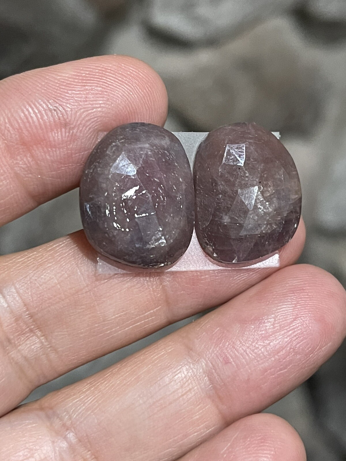 30.8ct 19.6×15.6×4.7mm Pair Dusty Pink Natural Sapphire Cabochons Rose Cut