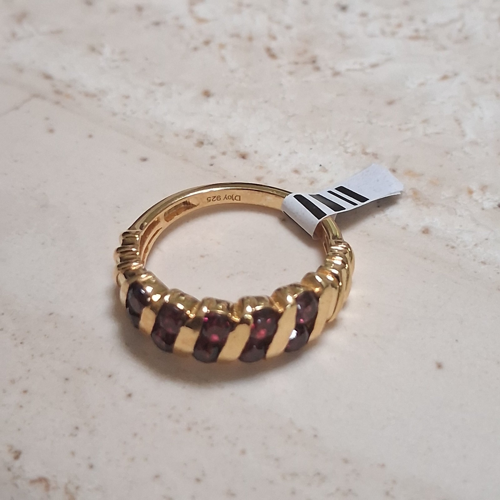 Rhodolite Garnet, Ten Gemstone, Sterling Silver Eternity ring, size N/O, 7.