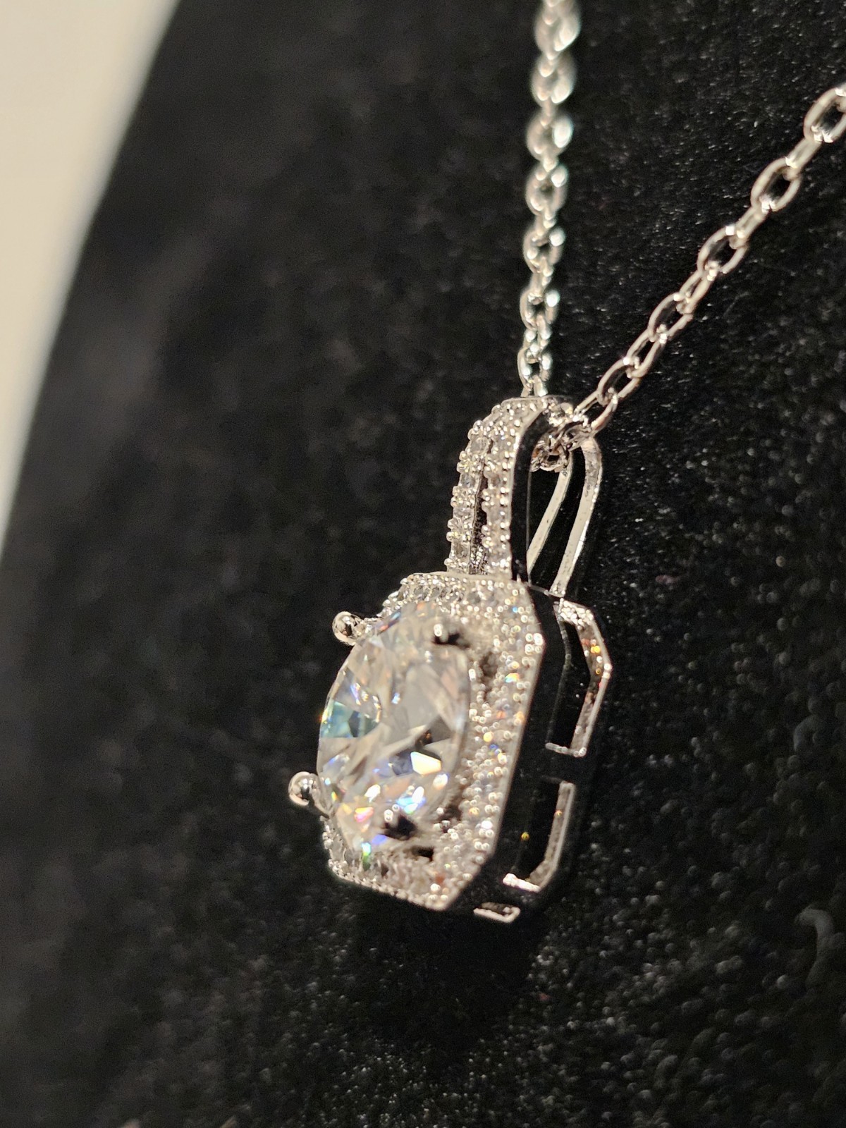 2 Carat Moissanite Solitaire Pendant White Gold Plated Over Brass