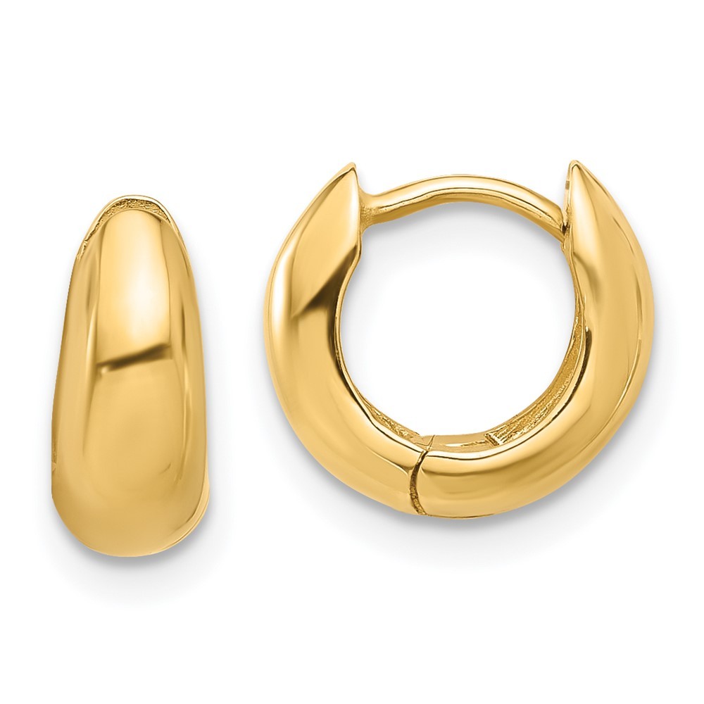 14k Yellow Gold Polished Hinged Huggie Hoop Earrings L-10mm, W-11.6mm