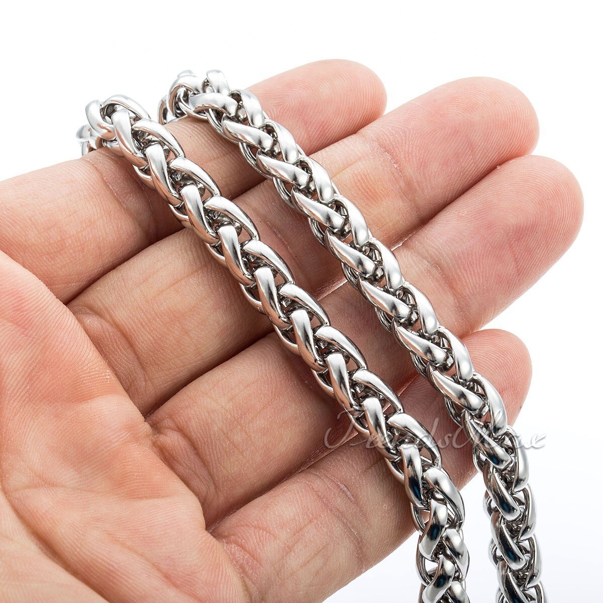 8mm Mens Braided Wheat Franco Necklace Stainless Steel Chain 22inch Link