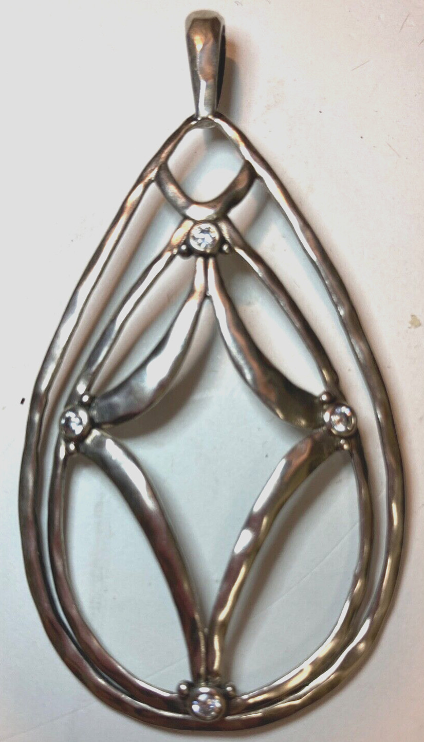 Pendant, Sterling Silver & Cubic Zirconia, S2356, 2 3/4″ in Length