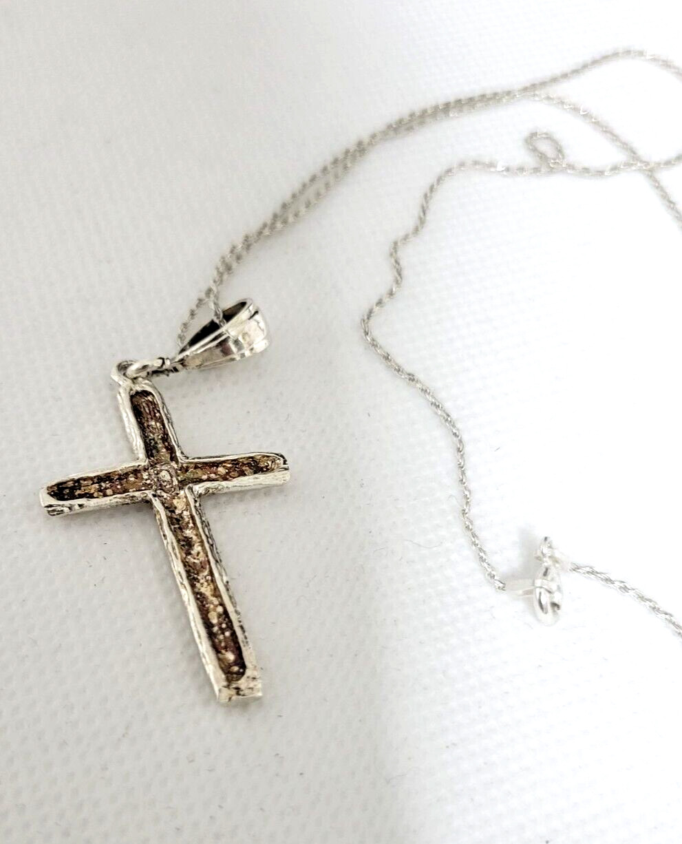 Vintage Cross Pendant Necklace 925 Sterling Silver 20″ Rope Italy 2.25″ D7.36 gr