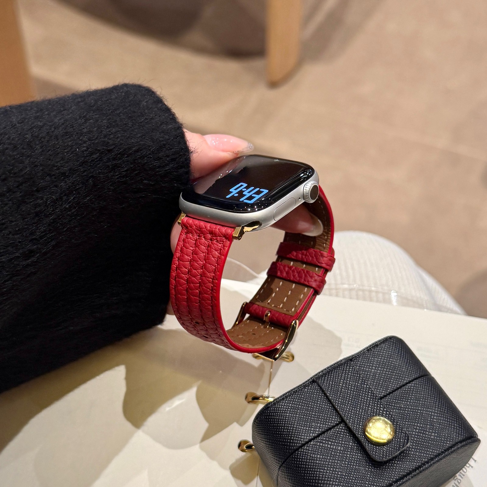 Premium Lychee Pattern Leather Strap For iWatch Series 11 10 9 8 7 SE Ultra 3/2