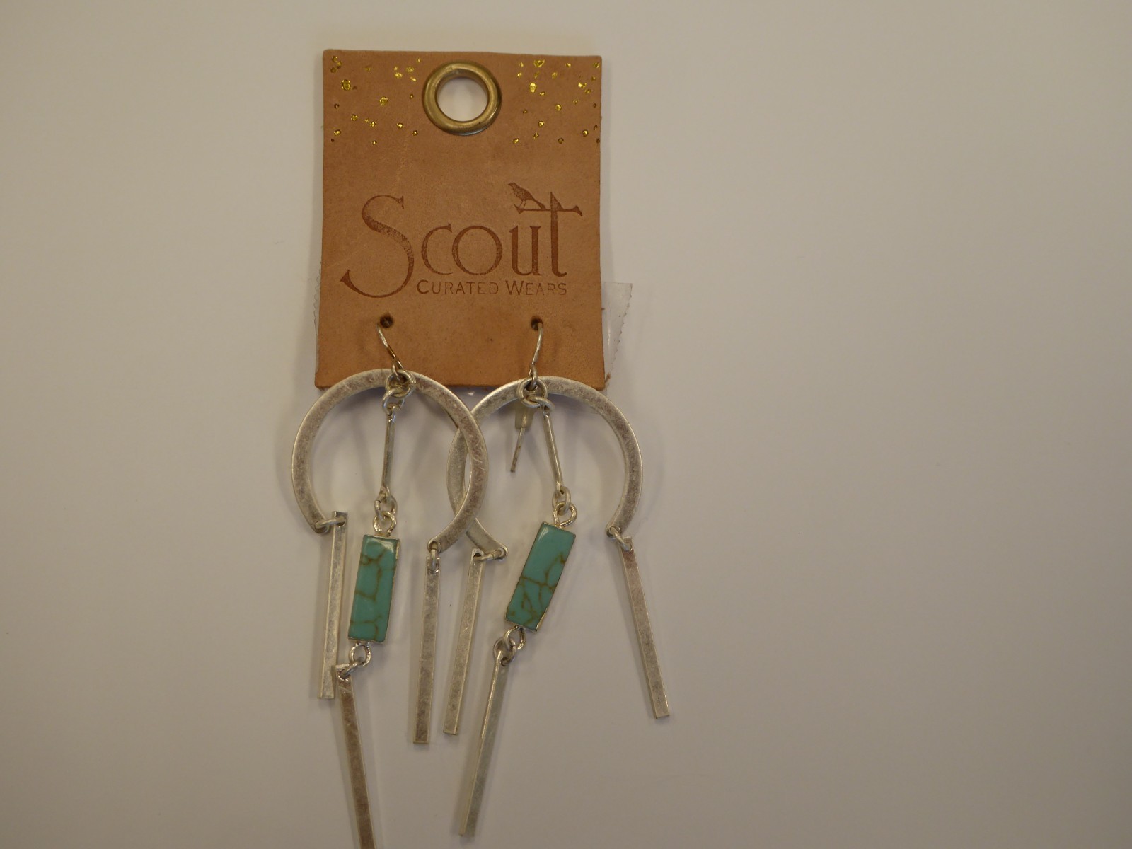 Scout Curated Faux Turquoise Sterling over Brass Dangle Earrings NOS