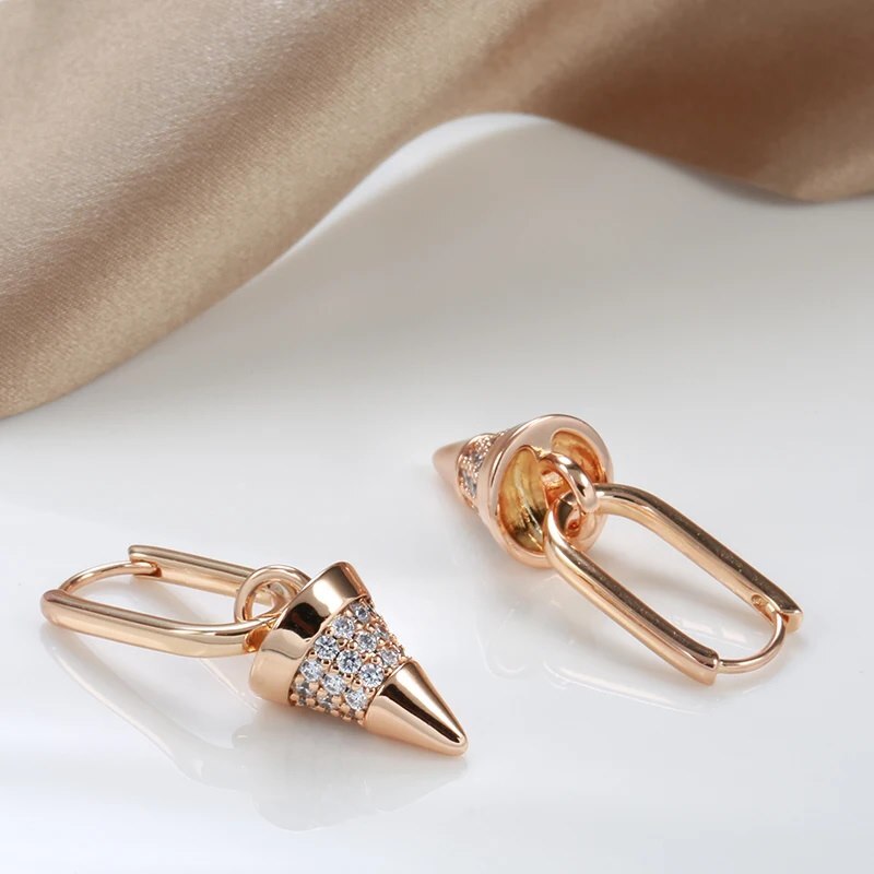 Elegant earrings drop earrings huggie 585 RG rose gold rose gold with zircon